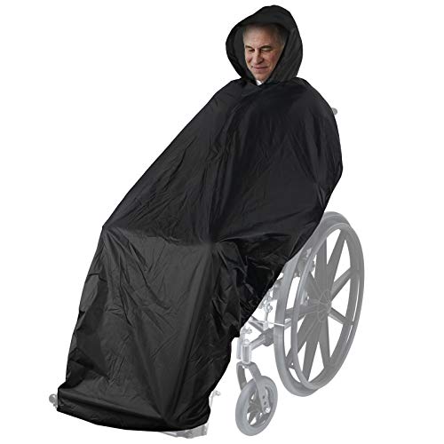 ANYOO Wasserdichte Poncho Abdeckung für Rollstühle Leichter Regenponcho Cape Shield mit Gummibändern Bietet Trockenschutz für Rollstühle, Schwarz, Einheitsgröße