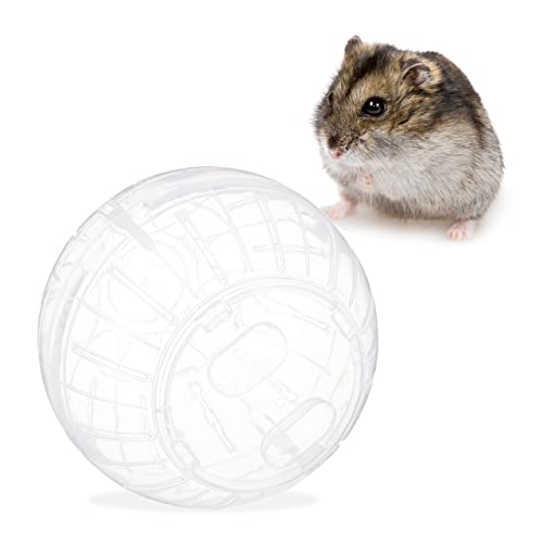 Relaxdays, Kunststof Hamsterball, Laufkugel für Hamster & Mäuse, Bewegung, Nagerspielzeug zum Laufen, Kunststoff, 14cm, transparent, 1 Stück (1er Pack)