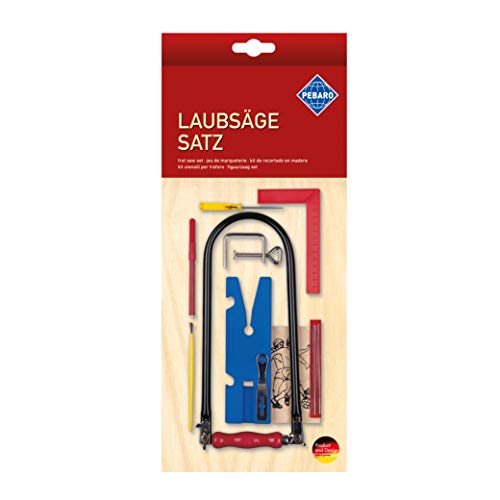 Pebaro 703P Laubsäge Set , 16 Teile, komplettes Set für Laubsägearbeiten, mit Vorlage aus Holz, Laubsägebogen made in Germany, Laubsägen, Basteln, Bastelset, Geschenkidee für Kinder