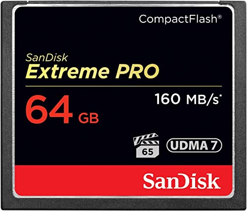 SanDisk Extreme PRO CompactFlash Speicherkarte 64 GB (UDMA7, 4K- und Full-HD-Videos, VPG 65, temperaturbeständig, 160 MB/s Übertragung)