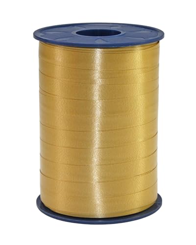 C.E. PATTBERG Geschenkband Gold, 250 Meter Ringelband 10 mm zum Basteln, Dekorieren & Verpacken von Geschenken zu jedem Anlass