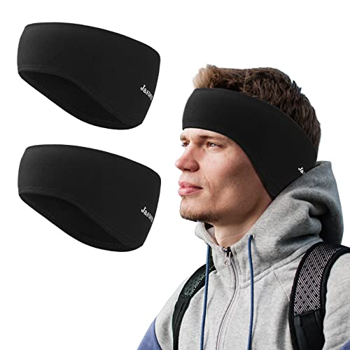 Winter Sport Stirnband für Damen und Herren- Ohrenschützer Ohrenwärmer Elastisch Haarband Warm Headband für Jogging Laufen Wandern Fahrrad - 2er Schwarz