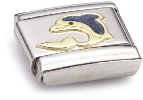 Nomination Composable Classic Tiere - Wasser Edelstahl, Email und 18K-Gold (Delphin) 030213