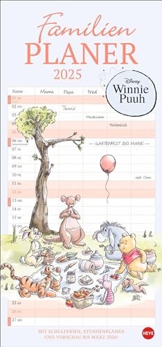 Winnie Puuh Familienplaner 2025: Terminkalender mit Abenteuern von Winnie Puuh und seinen Freunden. Praktischer Wandkalender mit 5 Spalten. Liebvoll illustrierter Wandplaner. (Familienplaner Heye)