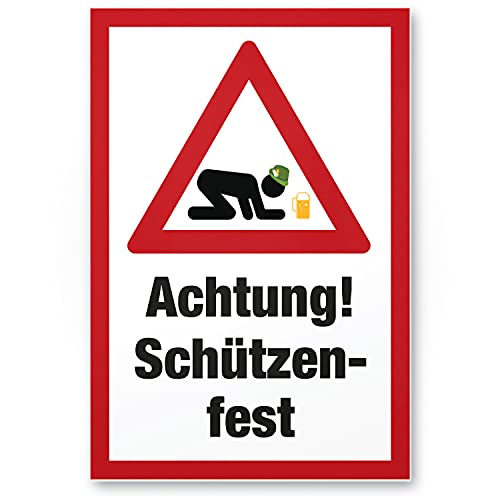 DankeDir! Achtung Schützenfest Dorffest Schild mit Spruch - lustiges Geschenk für ihn Geschenkidee Geburtstagsgeschenk Männer Jungs Party Deko Zubehör Scherzartikel JGA - Accessoire Fotobox