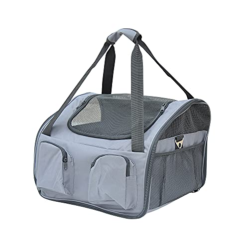 PawHut Hundetasche Auto Hundebox Transportbox Tragetasche Autositz Katze, 41 x 34 x 30 cm, Oxford Gewebe grau