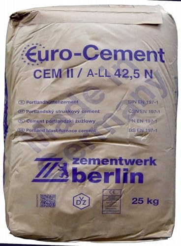 25Kg Zement CEMII/B-S 42,5 N zum Betonieren Mauern Putzen und Herstellung von Mörtel und Beton