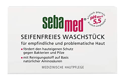 SEBAMED Seifenfreies Waschstück, Vitamin E sowie hautglättendes Panthenol verleihen neben Sauberkeit und Frische ein angenehm glattes Hautgefühl, 100 g