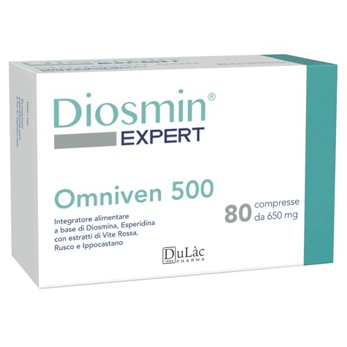 Dulàc - Hämorrhoiden und Venen Tabletten mit Diosmin, Hesperidin, Red Vine und Flavonoiden, 80 Tabletten für Hämorrhoiden, Krampfadern, geschwollene Beine und Geplatzte Kapillaren - Omniven 500