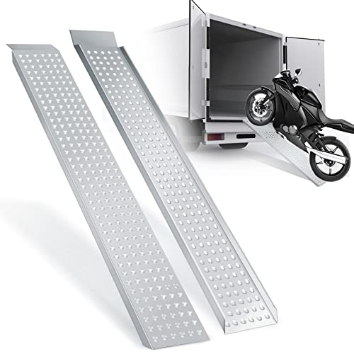 Tubiaz 2X Auffahrrampe, Verladerampe 400kg,rutschfeste Verladeschiene, Verzinkter Stahl Auto Laderampe,für Motorrad, Anhänger, Rasenmäher, Rasentraktor,ATV,Länge 160cm