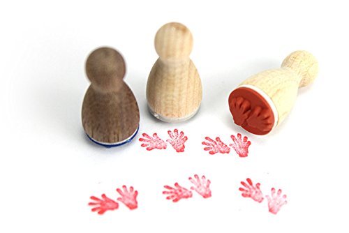 Stemplino® Ministempel - Motiv: Hände - 12mm Durchmesser - Holzstempel Kinder Stempel Bullet Journal Stempel mit Hand Motiv Hand Stempel