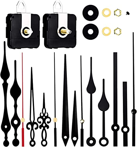 Esteopt Uhrwerk-Set, batteriebetrieben, Quarz-Uhrwerk-Ersatz, Langer und kurzer Schaft, Wanduhr-Mechanismus, Motor-Ersatzteile, DIY-Reparatur-Teile (Black)