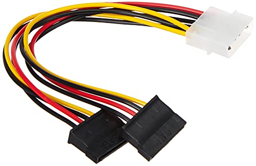 AKYGA AK-CA-16 Molex Stecker auf 2x SATA Buchse Adapter Kabel 15cm