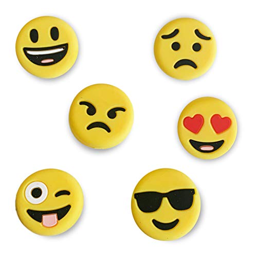 TT Sports Tennisdämpfer Emoji 3er und 6er Sets in verschiedenen Sorten - Vibrationsdämpfer im Emoji Design - lustige Tennis Dämpfer (6er-Pack)