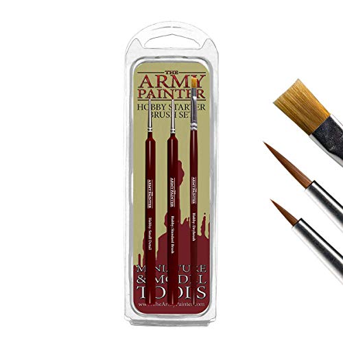 The Army Painter Hobby Starter Brush Set, 3 Pinsel für Acrylfarben, Hobby Drybrush, Hobby Small Detail Brush Und Hobby Standard Brush, Feiner Modellpinsel für Miniatur-Fantasy-Malerei