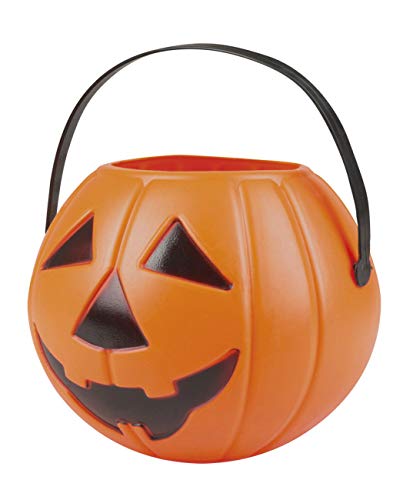 Boland 74589 - Kürbis Eimer circa 16 x 14 cm, Tasche für Partydeko, Dekoration für Halloween, Karneval und Mottoparty