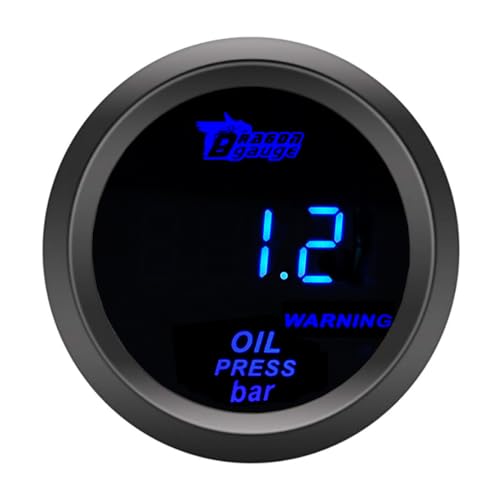 ETOPARS Universelle Auto Öldruckanzeige 2Zoll 52mm Auto Öldruckmesser Messgerät Digitales Bar Öldrucktester Anzeige Öldruck Blau Lichtanzeige Instrument Rauchtönung Len