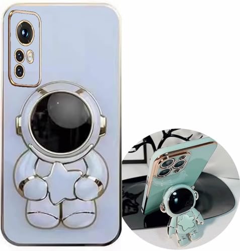 Miagon Süß Stern Astronaut Ständer Hülle für Xiaomi Redmi Note 12 Pro 4G,Cute Mädchen Dünn Galvanisierte Schutzhülle Weiches Case Bumper mit Astronaut Halter Kickständer