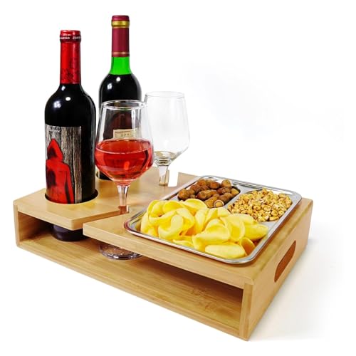 Couchbar Snackbox, Couch Bar mit Snackschalen, Snackbar Sofa Tablett - Geschenke für Männer Geschenke für Frauen - Couchbar Personalisiert Sofa Organizer