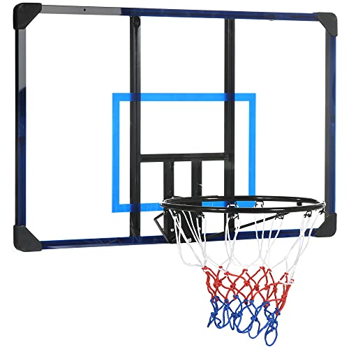 SPORTNOW Basketballkorb, Basketballbrett mit Korb, Basketballnetz mit Basketballboard, Wandmontage, für Outdoor, Stahl, 113 x 61 x 73 cm