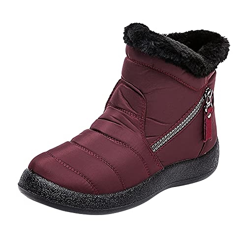 Winterstiefel Damenschuhe, Flache Stiefel, Bequeme Schneestiefel mit Weicher Sohle, Modische, Wärmende Winter-Schneestiefel Samt Damen Schuhe Winterboots Elegante Winterstiefel Hochwertige Boots