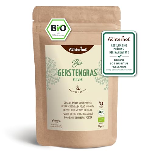 Gerstengras Pulver BIO (1kg) | Aus deutschem Anbau | Rohkostqualität | 100% Gerstengraspulver | Rückstandskontrolliert | vom-Achterhof