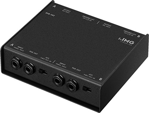 IMG STAGELINE DIB-102 2-Kanal DI-Boxen, Direct Injection Box zur optimalen Signalübertragung von Musikinstrumenten zum Mischer oder Verstärker, in Schwarz