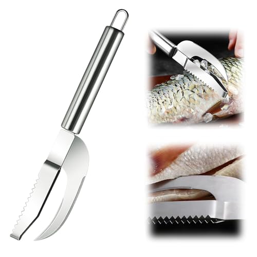 3 in 1 Fish Knife, 2024 Neues Multi Fish Scale Knife, Einfache Entfernung Schuppen, Multifunktionales Edelstahl-Fischmesser, für Schneiden, Entschuppen und Ausnehmen Fischen