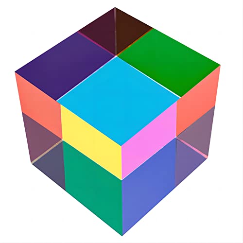 ECBANLI CMY Color Cube, 70 mm (2,75 Zoll) mischen farbenfrohe Cmycube Acryl Prisma, RGB Dispersion Farbphysik Spielzeug und Desktop Dekor