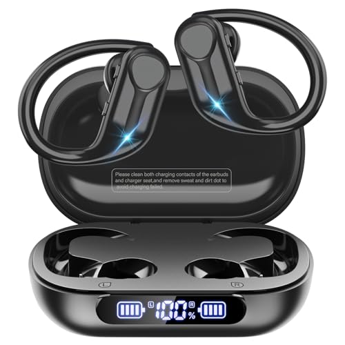 Pollway Bluetooth Kopfhörer, In-Ear Bluetooth 5.3 Kopfhörer mit 1800 mAh Ladehülle, 88H Spielzeit, LED-Display, weicher Ohrbügel, Kabellose Kopfhörer mit tiefem Bass-Stereo-Sound