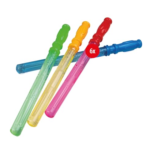 PUSTEFIX Bubble Schwert x 6 I Seifenblasen Kinder Set in 4 Farben I Mit Seifenblasen Flüssigkeit 180 ml I Spiel und Spaß mit besonders großen Bubbles