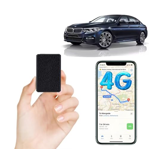 TKMARS 4G GPS Tracker Mini GPS Tracker mit Kostenlosen Apps GPS Tracker Ohne ABO Geeignet für Autos, Dokumente, Fahrrad, Kinder, 600mah