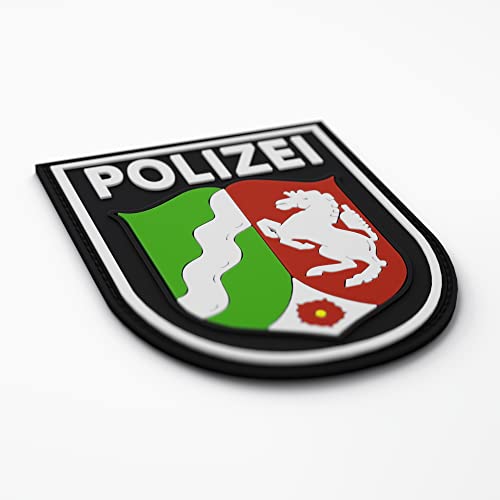 Patch Force - Polizei Patch (farbig) Polizei Nordrhein-Westfalen - Als Abzeichen für Polizeiuniform, Schutzweste, Einsatztasche, Jacke oder Rucksack - 3D rubber klett patch