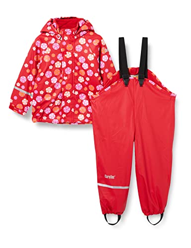 CareTec Baby und Kinder Regenjacke und Regenhose mit Fleece Futter im Set, Red (402), 86