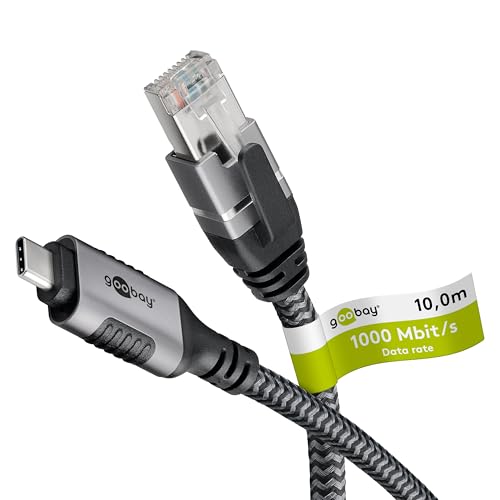 Goobay 70754 USB-C auf RJ45 Ethernet CAT 6 Kabel für stabile kabelgebundene Internetverbindung mit Router/Modem/Netzwerk Switch/Ersetzt USB auf RJ45 Adapter / 1 Gbit/s / 10 Meter