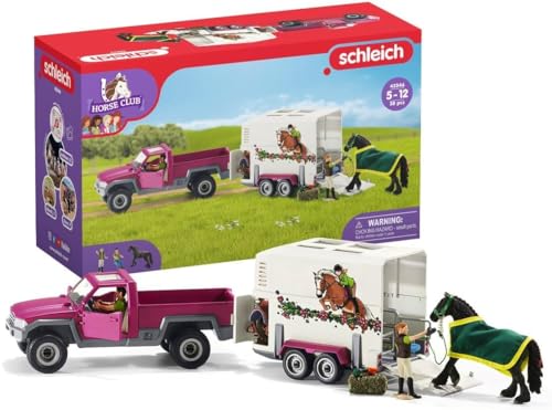 schleich 42346 HORSE CLUB Pick-up mit Anhänger für Pferde, 38 Teile Spielset mit schleich Pferde Figur, 2x menschliche Figur & Zubehör, Spielzeug für Kinder ab 5 Jahren