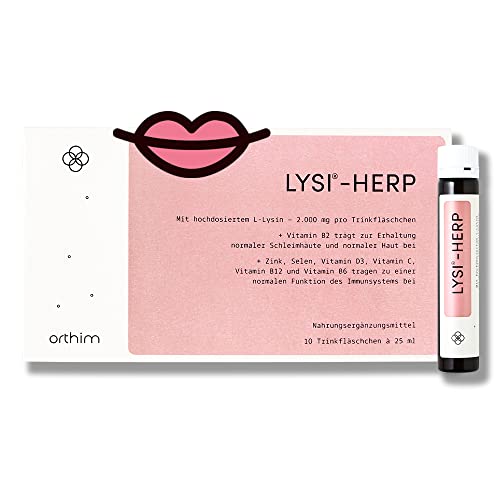 LYSI-HERP - 10 Trinkfläschchen à 25ml - Hochdosiert mit 2.000 mg L-Lysin - Laborgeprüft, glutenfrei, 100% vegan, laktosefrei + in Deutschland produziert