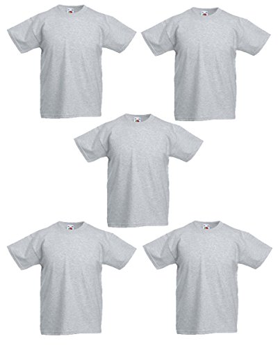 Fruit of the Loom 5er Pack Kids Original T-Shirt, Farbe:Graumeliert, Größe:152