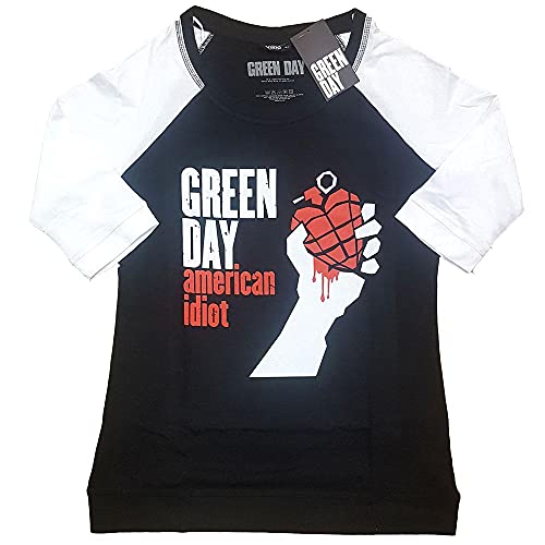 Green Day T Shirt American Idiot Band Logo offiziell Raglan 3/4 Sleeve Damen XXXL