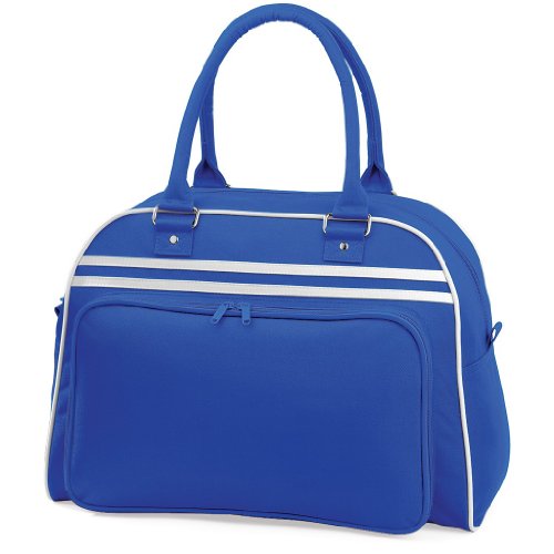 BagBase Unisex Bg075brwh Bowlingtasche im Retro-Stil, Hellblau/Weiß, M