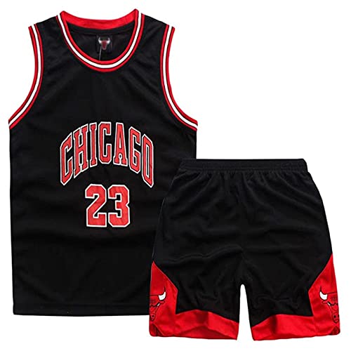 Little Boys 2 Piece Sleeveless Basketball Training Jersey and Pants(Schwarz,XL)