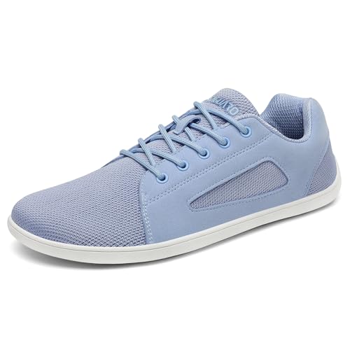 SAGUARO Barfußschuhe Luck Ⅰ- Knit Barfußschuhe Herren Damen - Barfussschuhe mit Weit Zehenbox - Weich Outdoor Fitnessschuhe - Bequem Atmungsaktive rutschfest DuckStride Azur Blau,Gr.46