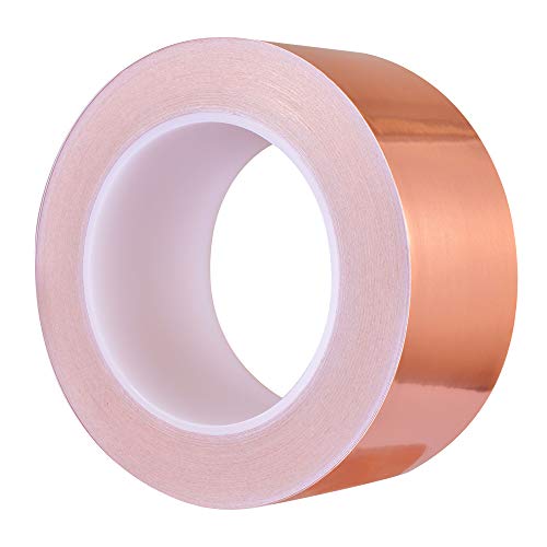 Zalava 50mm X 30M Kupferband Kupferfolienband EMI Kapton Tape Abschirmband Kupferfolie Kupferband Selbstklebend Klebeband Schneckenband Schneckenschutz (50mmX30M)