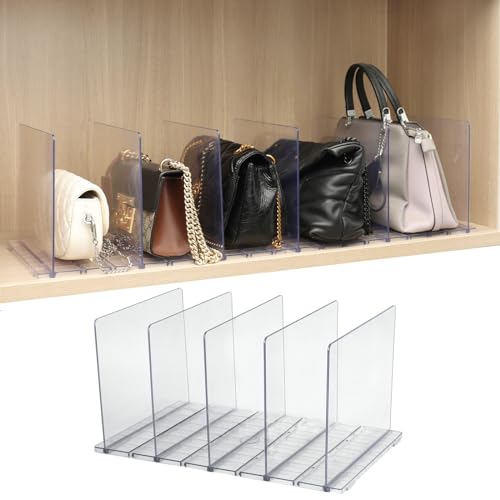 LARENNT 10 Stück Transparente Acryl Regaltrenner - Abnehmbarer und Verstellbarer Handtaschen Aufbewahrung - Schrankregaltrenner und Organizer - für Schlafzimmer Schränke Bücherregal Küchenschrank