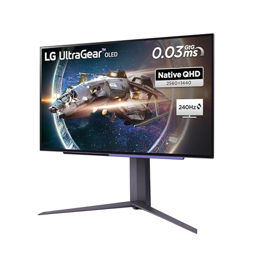 LG Electronics 27GR95QE-B UltraGear Gaming Monitor 27" (67,32 cm), OLED, 2.560 x 1.440, 16:9, WQHD 1440p, 98,5% DCI-P3, HDR10, 0,03 ms GtG, 200 cd/m², 240 Hz - Schwarz