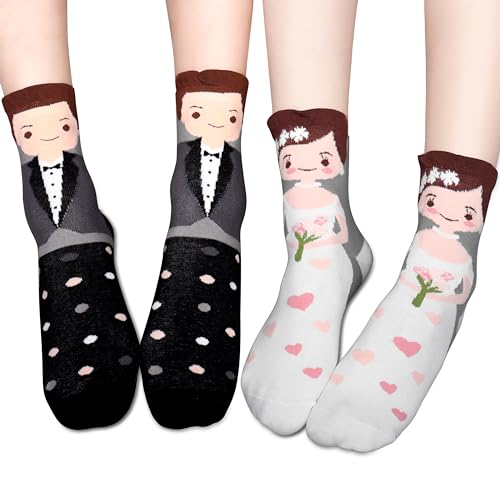 Shoppawhile 2 Paar Hochzeit Socken Hochzeitsgeschenke für Brautpaar Lustig Hochzeitsgeschenke Ideen für Beide