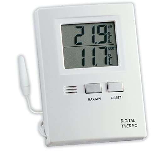 TFA Dostmann Digitales Innen-Außen-Thermometer, funktionales Display, Höchst- und Tiefwerte, Innen - und Außentemperatur, L 62 x B 20 (55) x H 85 mm