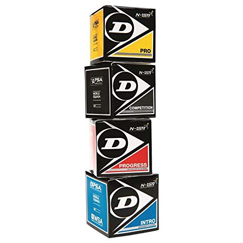 DUNLOP MIXPACKUNG Squashbälle 4Stück Blau Gelb Rot Squasbhall