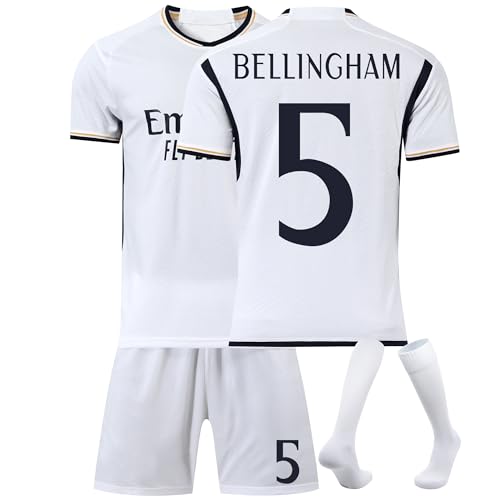 R.Madrid Football Jersey Children's Football Jersey Boys Men's Football Kit Set Home/Away Football Suit Football Jerseys (23H05, M)