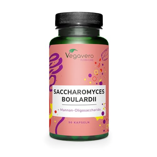 Saccharomyces boulardii Vegavero® | Hochdosiert: 350 mg pro Kapsel - 7 Mrd. aktive Hefekulturen | Mit Beta Glucanen und MOS aus Bierhefe | Vegan & Ohne Zusätze | Deutsche Produktion | 90 Kapseln